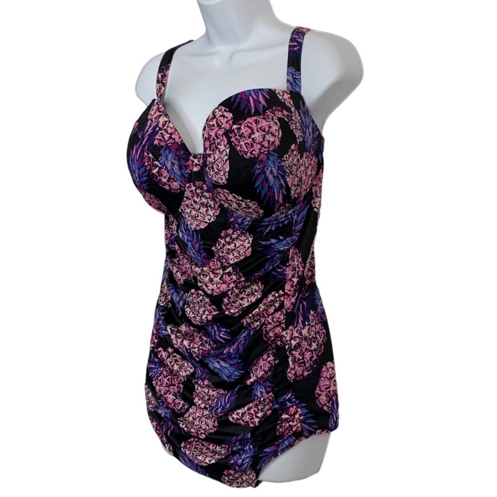 TORRID Pineapple Push-Up Demi Slim Fix Swimsuit Sz 4XL